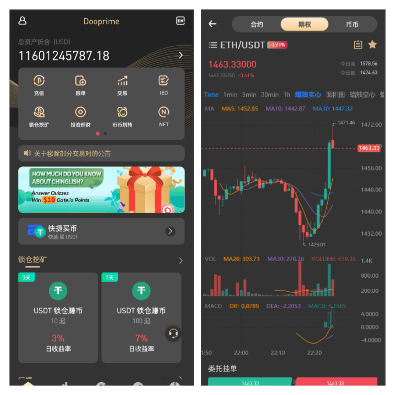 全新UI设计交易所源码 币币 合约 期权 IEO NFT 锁仓挖矿 投资理财 区块链源码